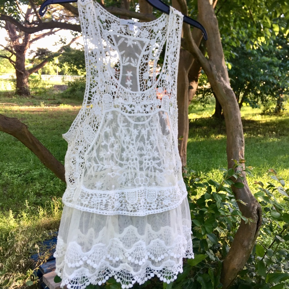 Papaya Lace Mini Dress